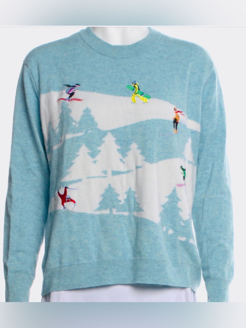 Autumn Cashmere Snowscape Crew Sweater Winter Sports/Skiing/Snowboarding Size M